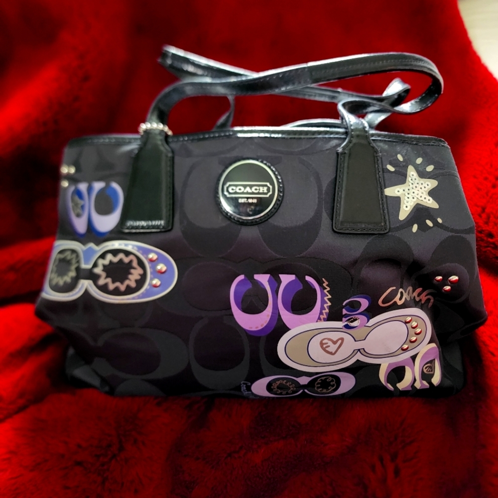 Black and Purple Coach Handbag